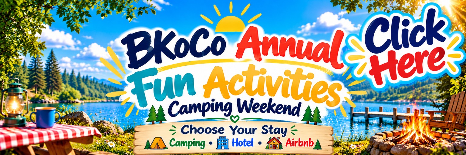 BKoCo Annual Fun Activities Camping Weekend — choose camping, hotel, or Airbnb for your stay